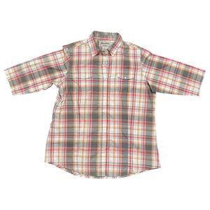 Wrancher Wrangler Mens Red Plaid Vintage Western Short Sleeve Shirt L Pearl Snap